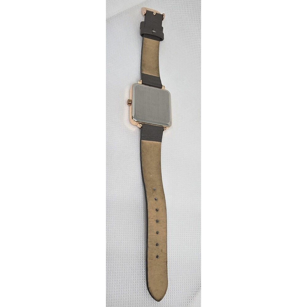 Women's Nine West Casual Square Rose Gold Tone Case Gray Leather Strap Watch 13 - Picture 8 of 9
